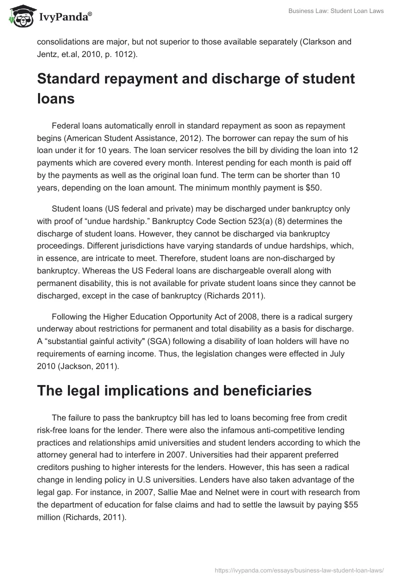 Business Law: Student Loan Laws. Page 4