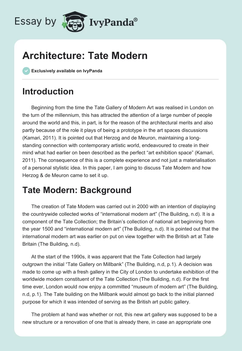 Architecture: Tate Modern. Page 1