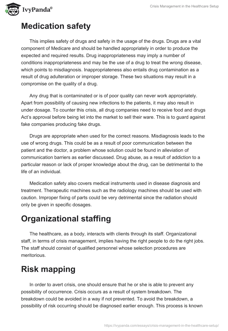Crisis Management in the Healthcare Setup. Page 4