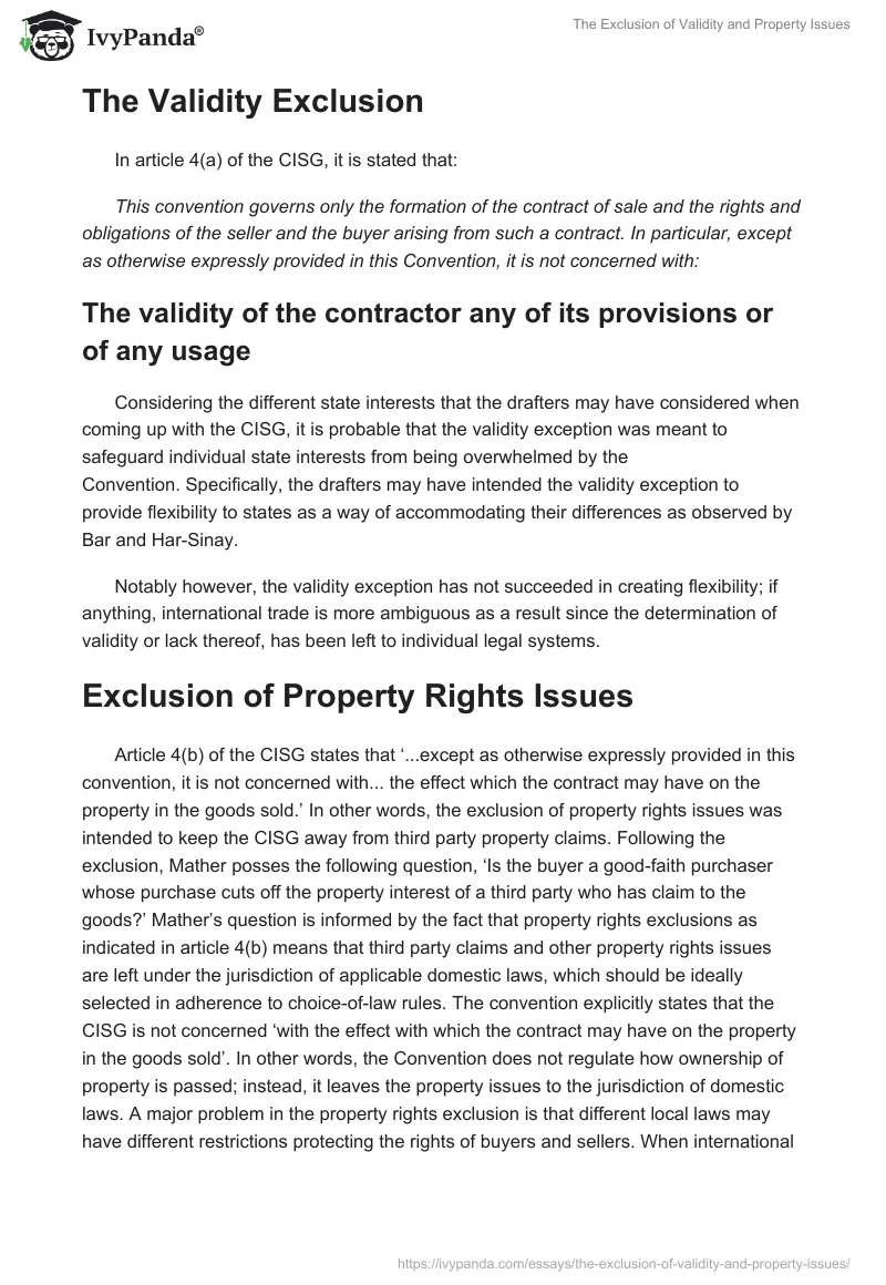 The Exclusion of Validity and Property Issues. Page 2