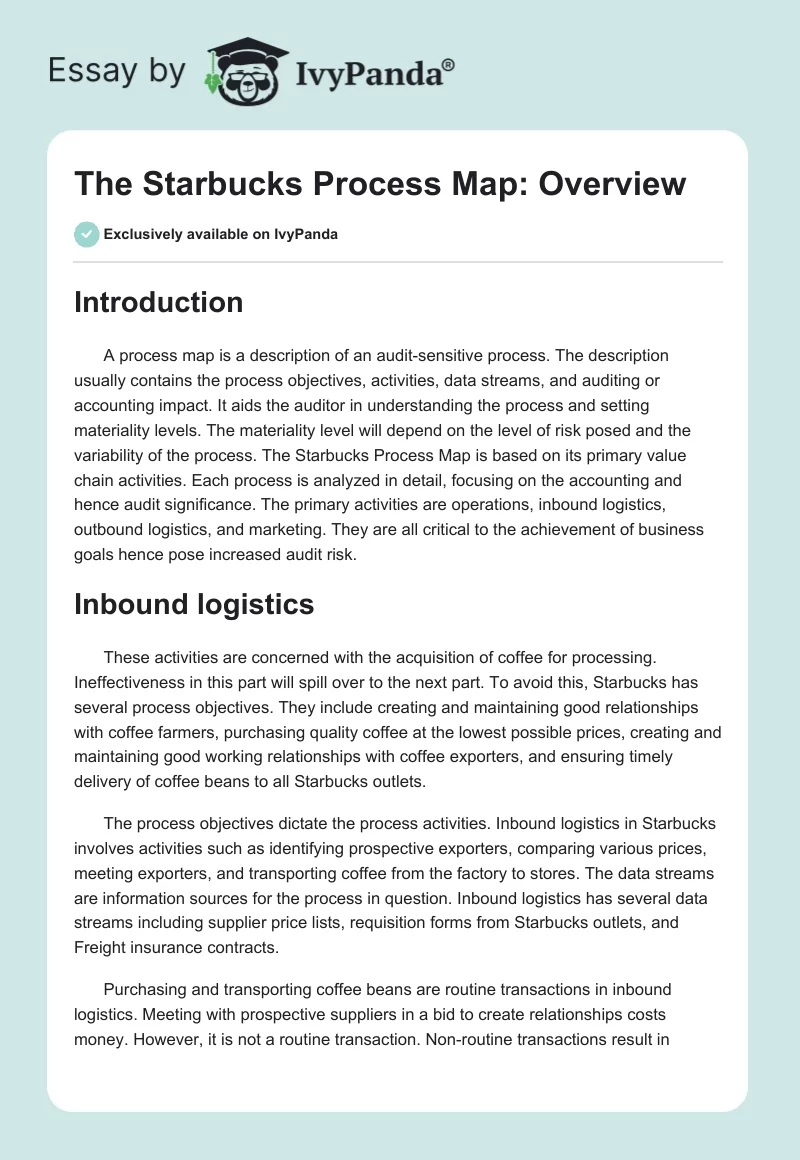 The Starbucks Process Map: Overview. Page 1
