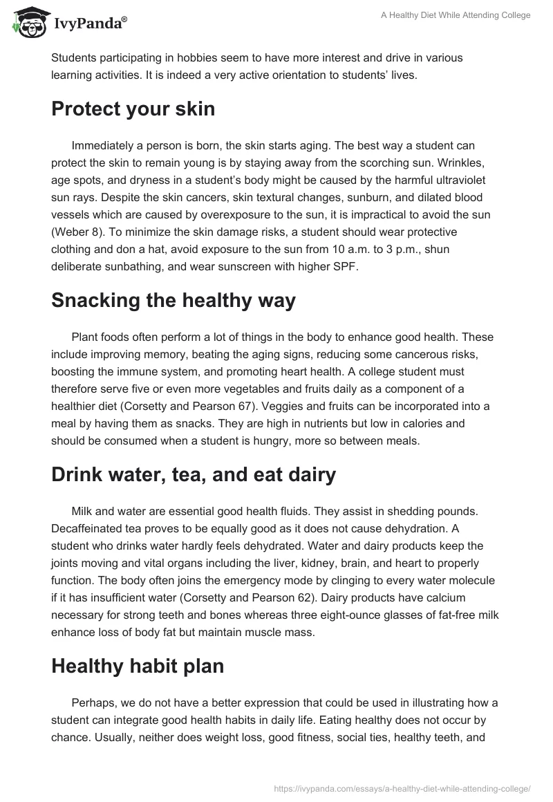 A Healthy Diet While Attending College. Page 4