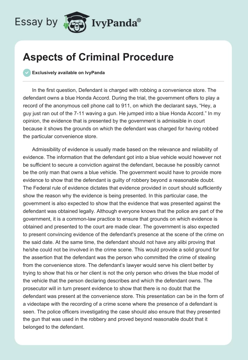 Aspects of Criminal Procedure. Page 1