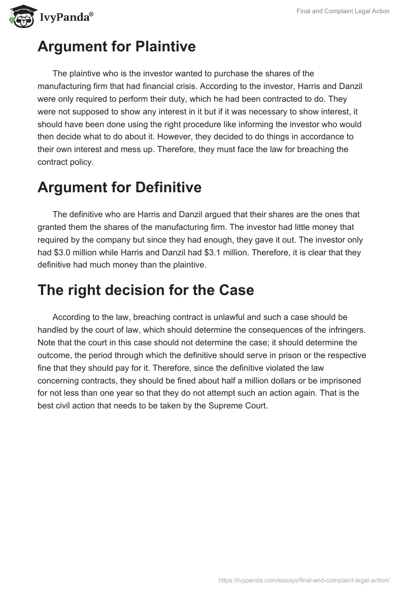 Final and Complaint Legal Action. Page 2