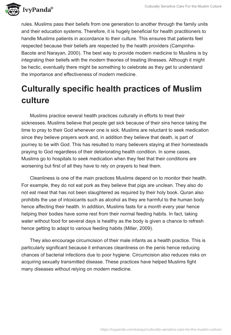 Culturally Sensitive Care For the Muslim Culture. Page 3