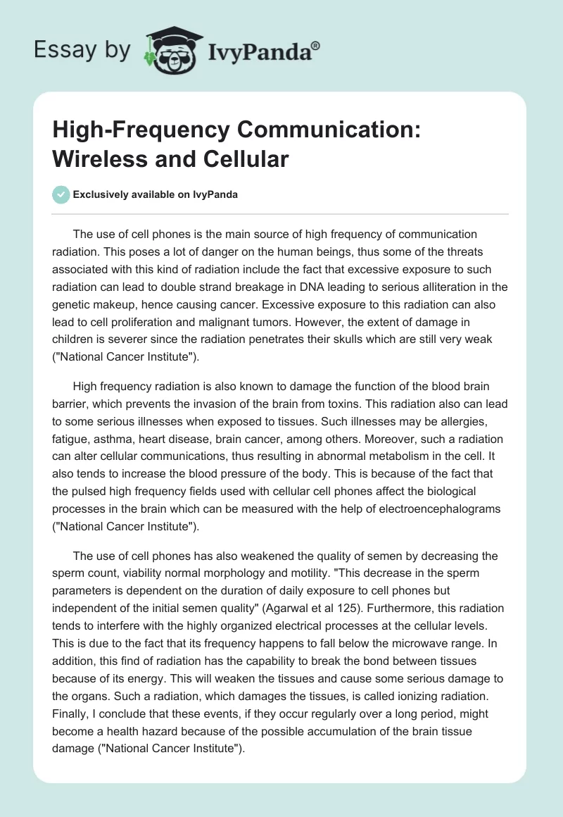 High-Frequency Communication: Wireless and Cellular. Page 1
