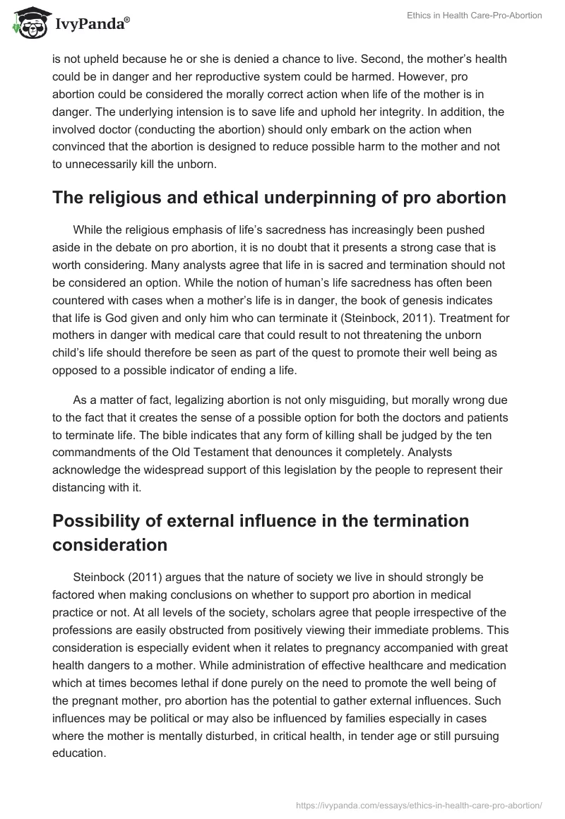 Ethics in Health Care-Pro-Abortion. Page 3