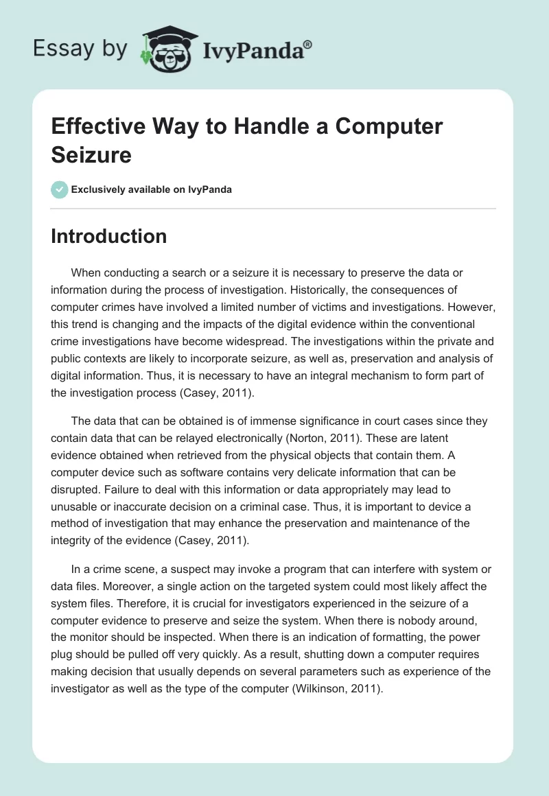 Effective Way to Handle a Computer Seizure. Page 1