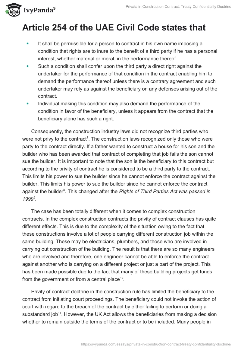 Privata in Construction Contract: Treaty Confidentiality Doctrine. Page 2