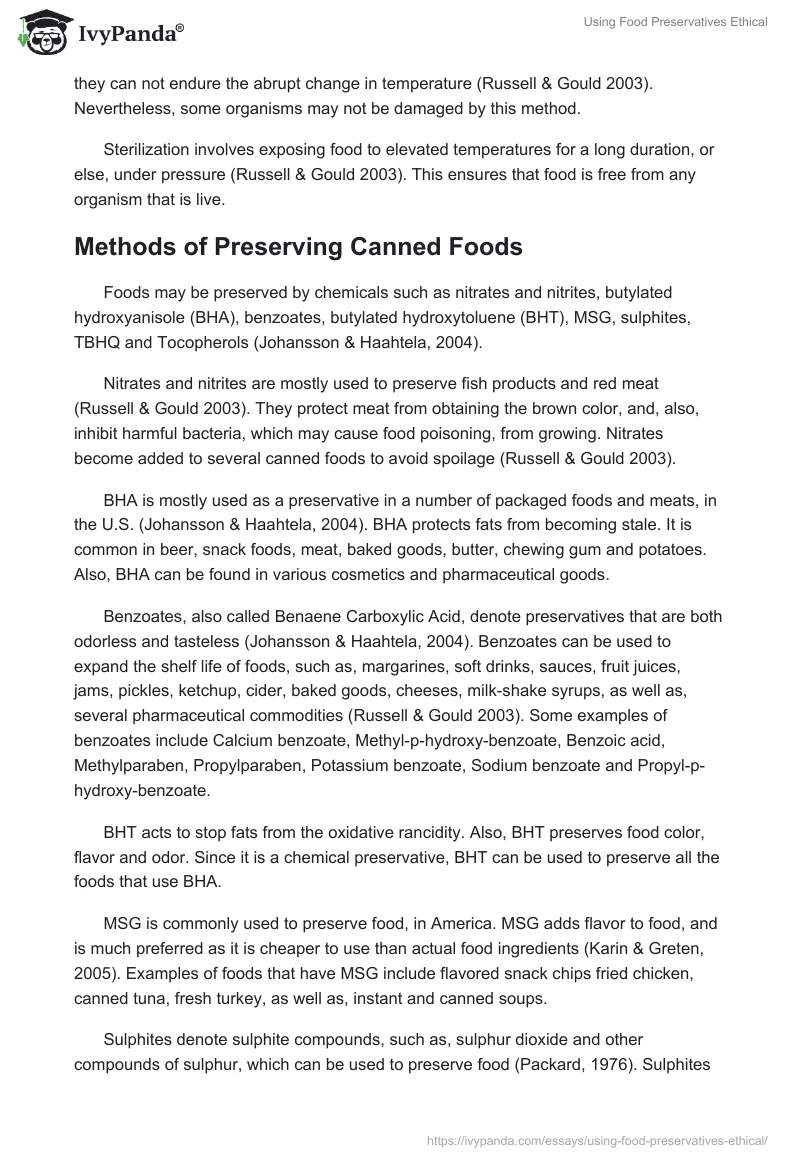 Using Food Preservatives Ethical. Page 5