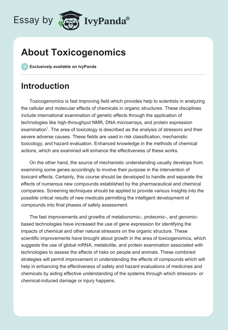 About Toxicogenomics. Page 1