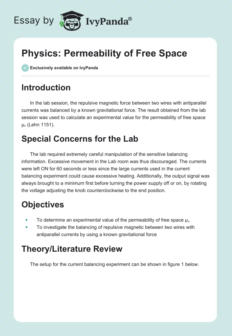 Physics: Permeability of Free Space. Page 1