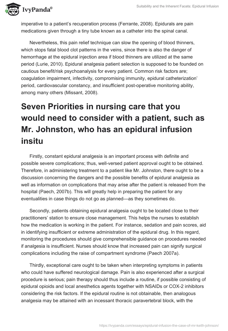 Suitability and the Inherent Facets: Epidural Infusion. Page 3