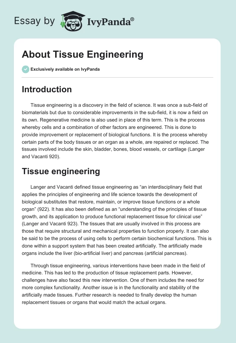 About Tissue Engineering. Page 1