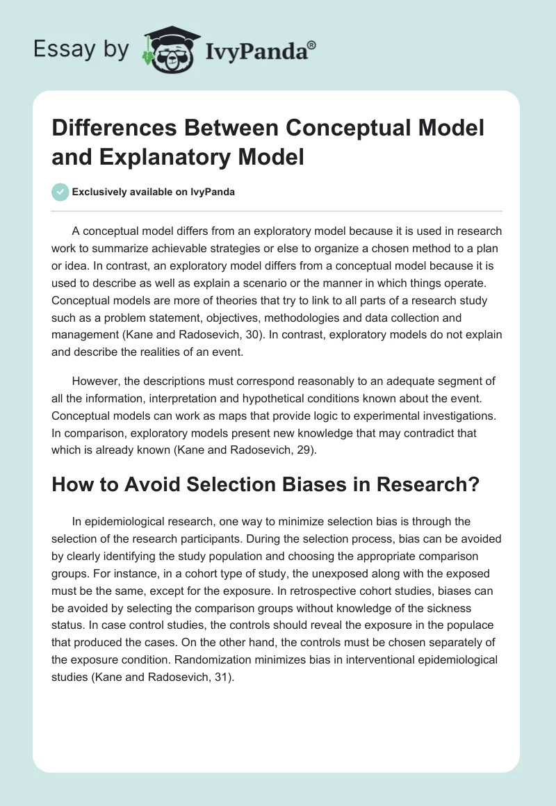 Differences Between Conceptual Model and Explanatory Model. Page 1