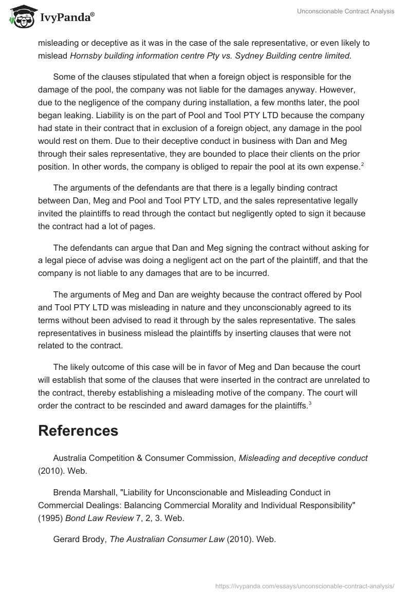 Unconscionable Contract Analysis. Page 3