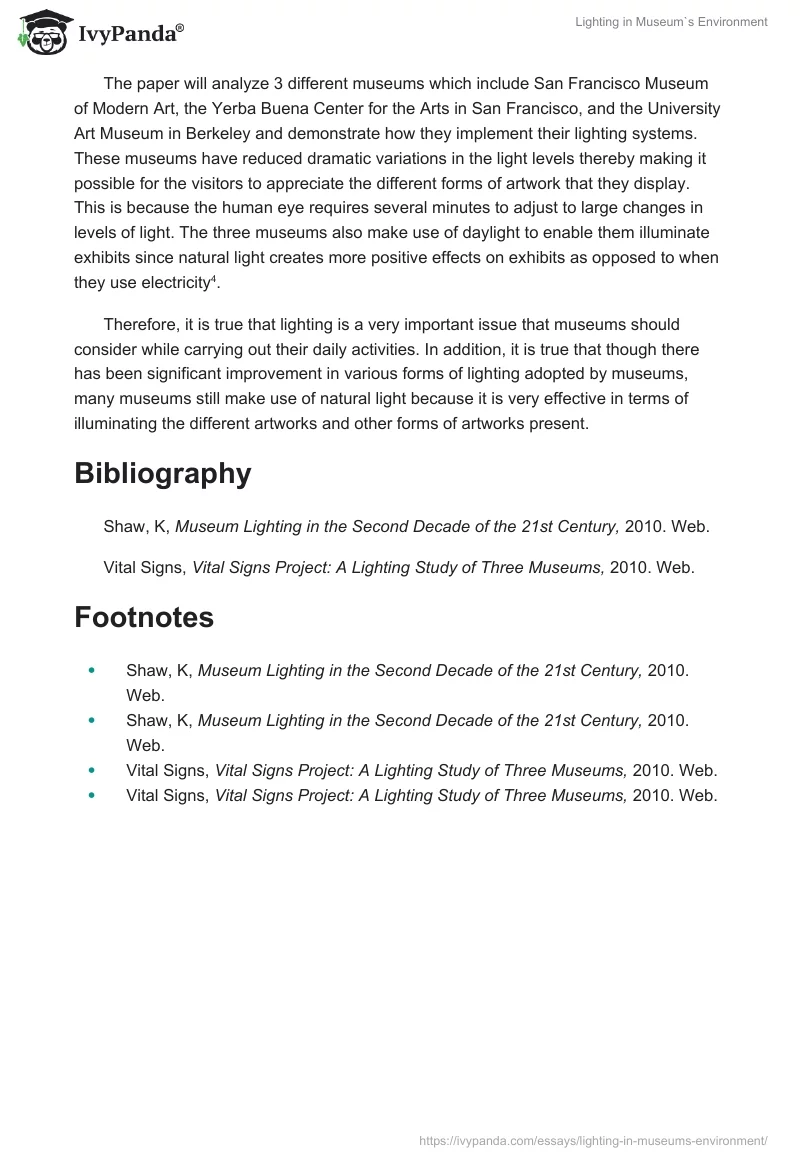 Lighting in Museum`s Environment. Page 3