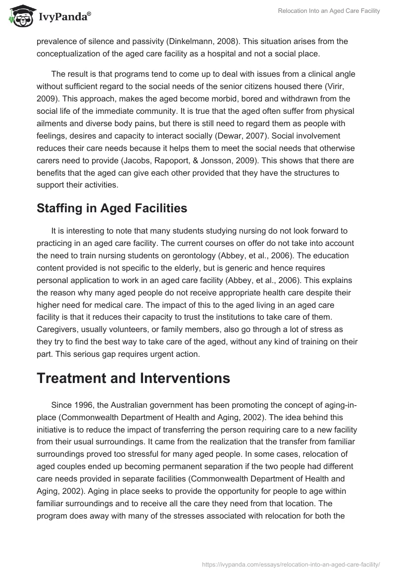 Relocation Into an Aged Care Facility. Page 3