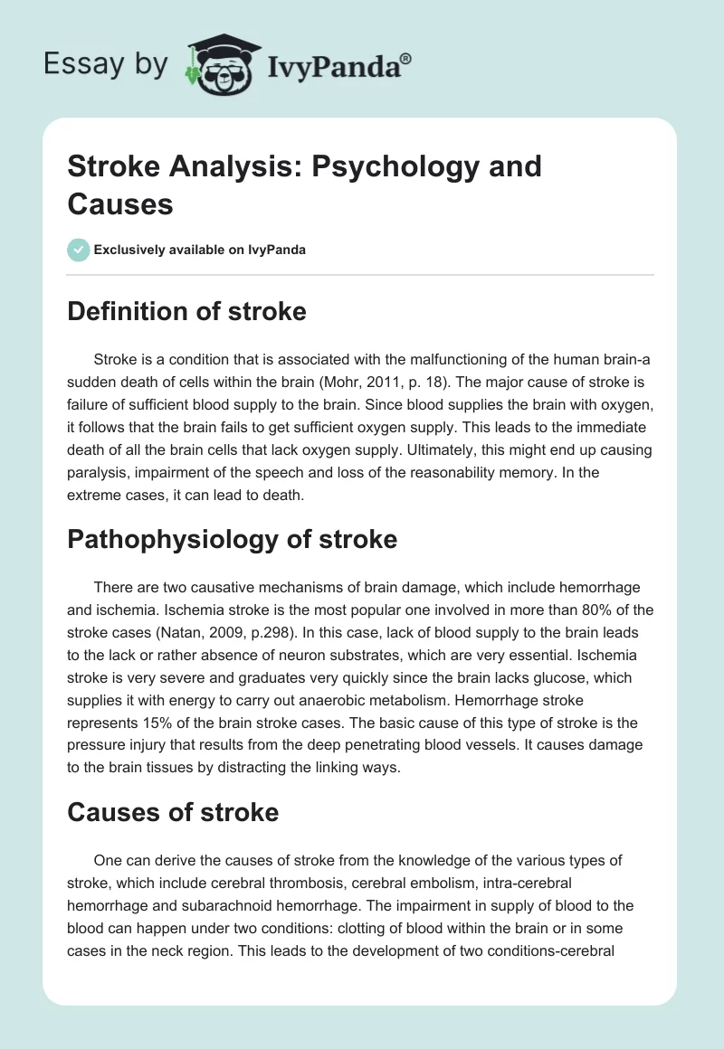 Stroke Analysis: Psychology and Causes. Page 1