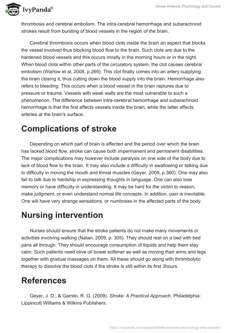 Stroke Analysis: Psychology and Causes. Page 2