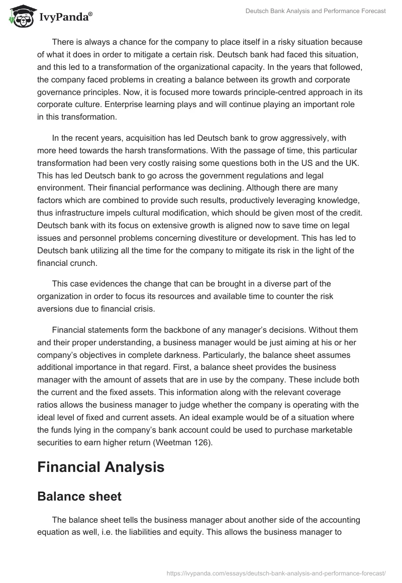 Deutsch Bank Analysis and Performance Forecast. Page 4