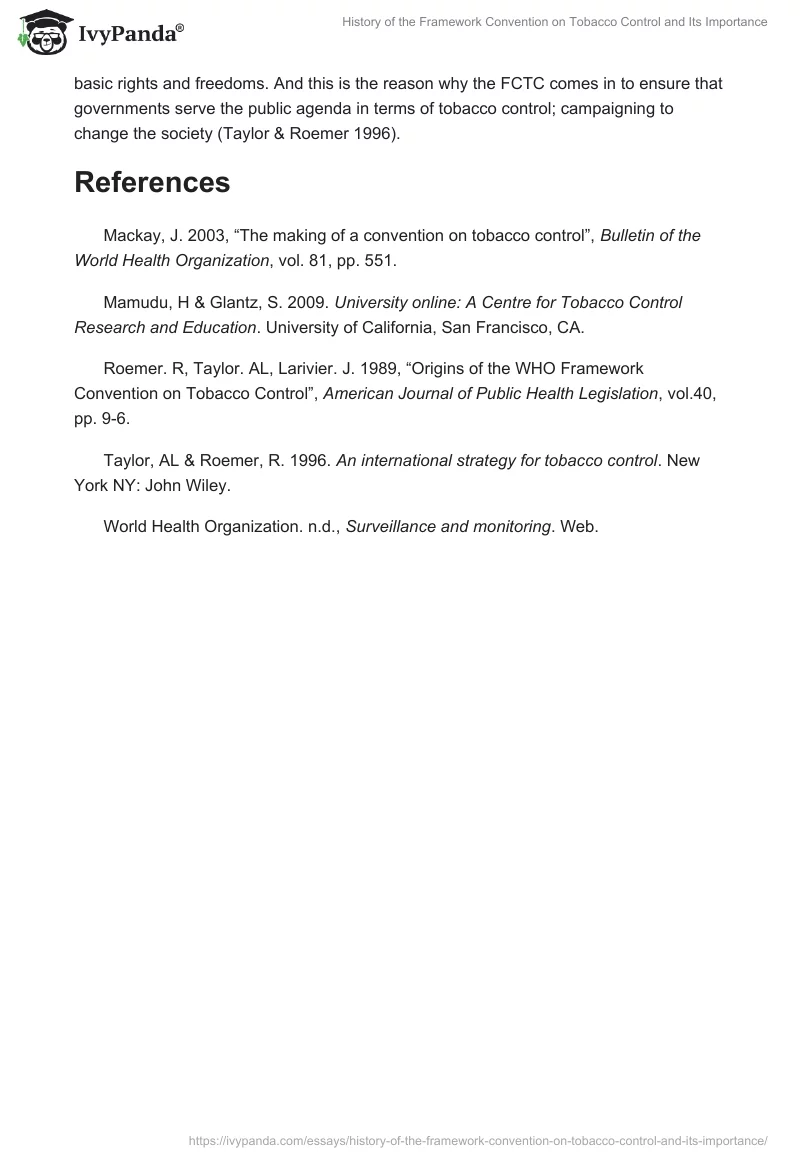 History of the Framework Convention on Tobacco Control and Its Importance. Page 2