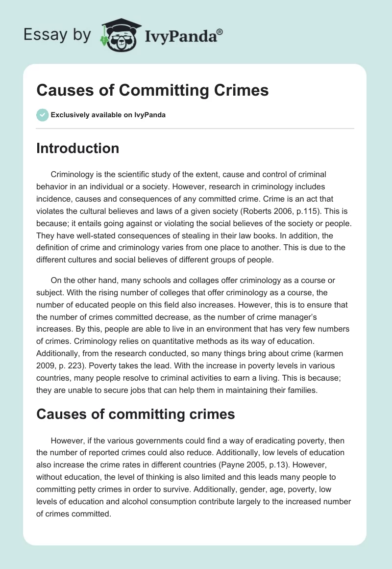 Causes of Committing Crimes. Page 1