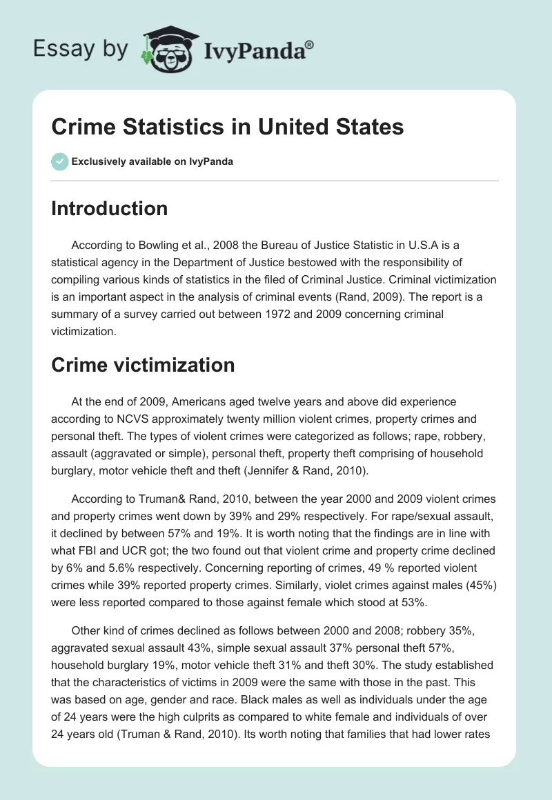 Crime Statistics in United States. Page 1