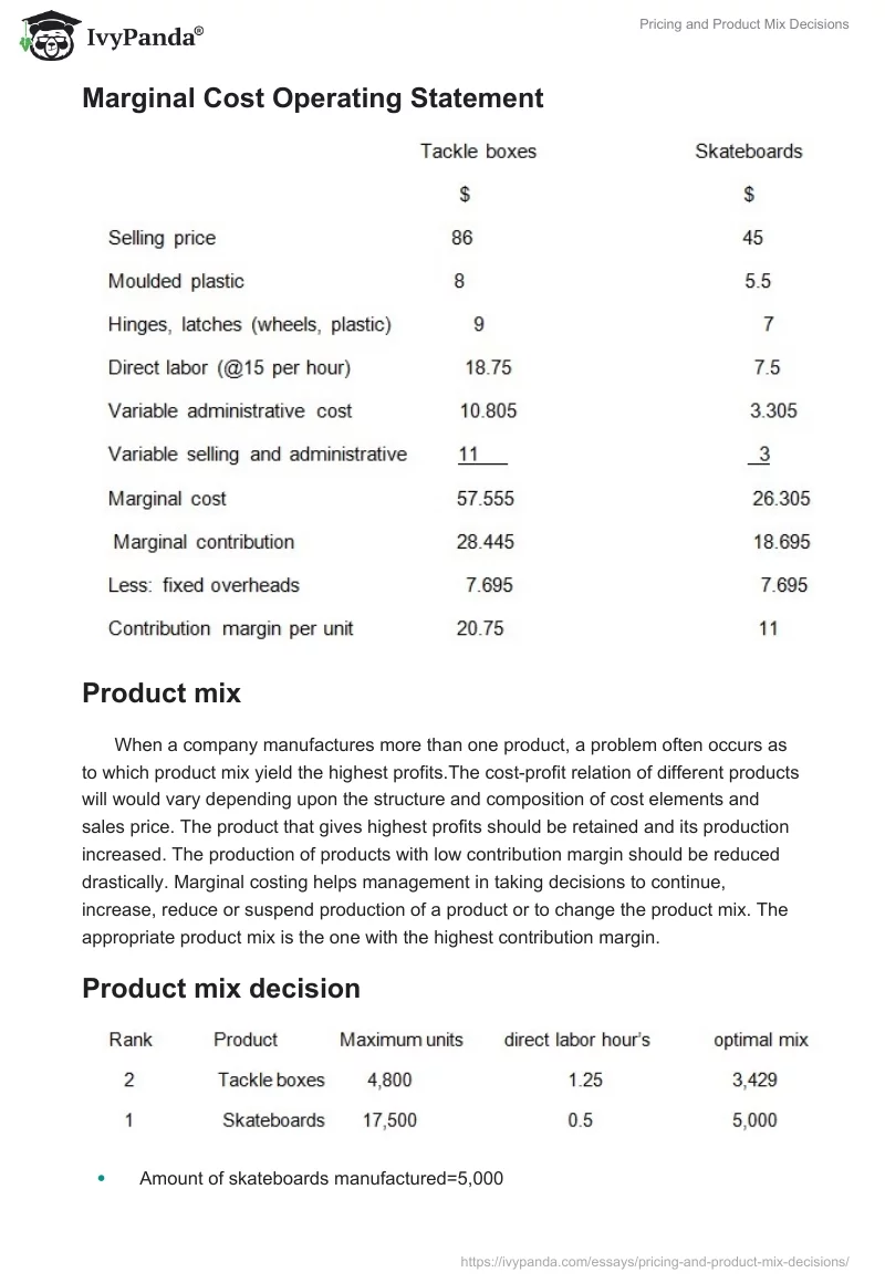 Pricing and Product Mix Decisions. Page 3