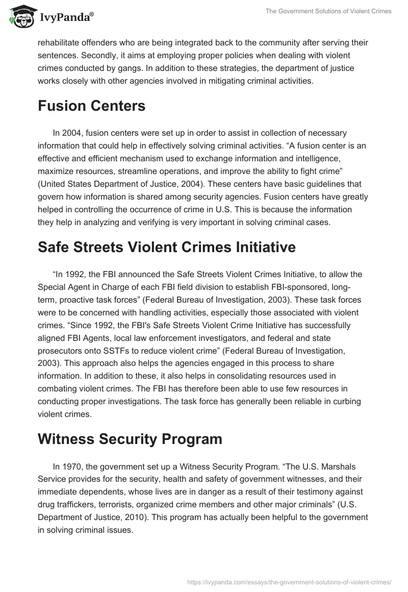 The Government Solutions of Violent Crimes. Page 2