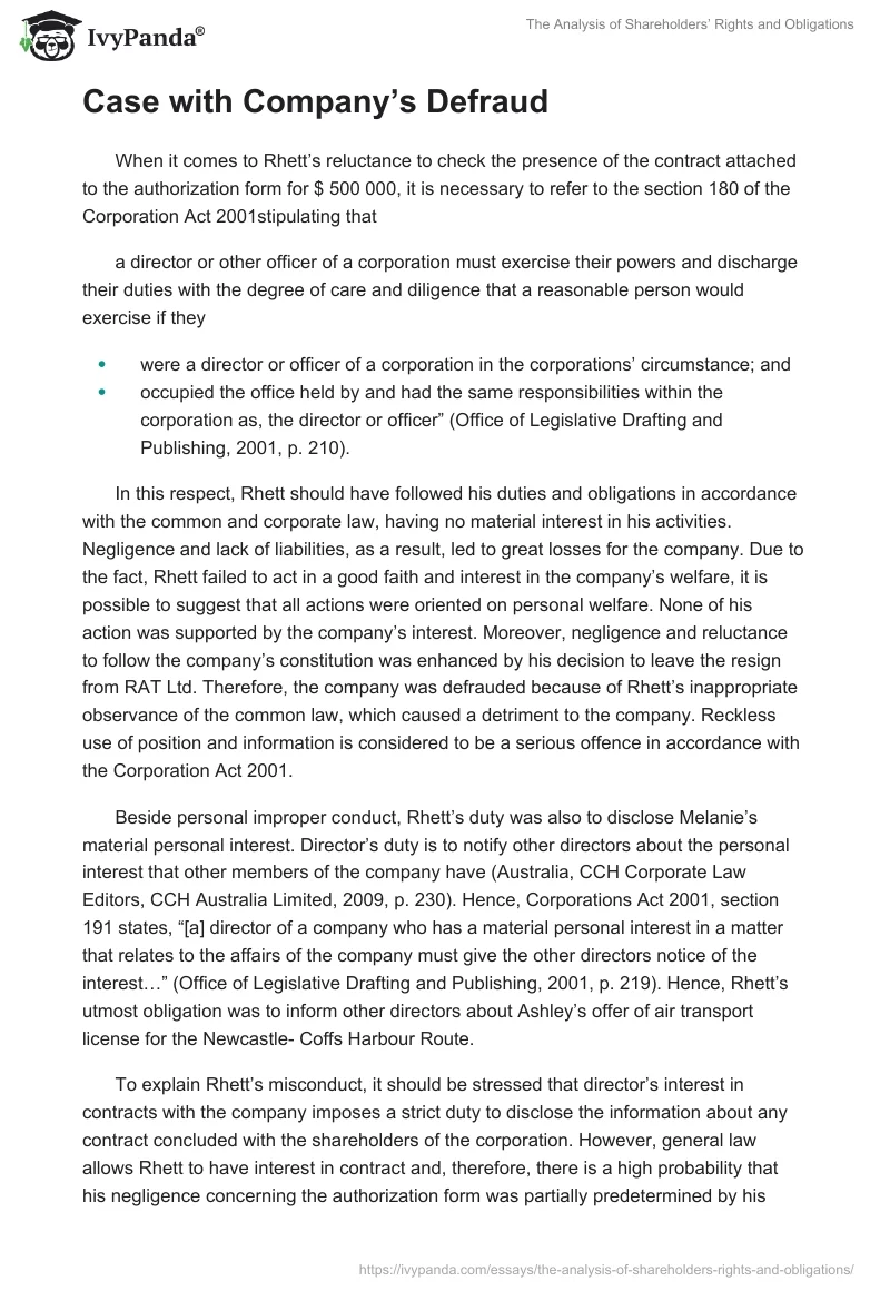 The Analysis of Shareholders’ Rights and Obligations. Page 3
