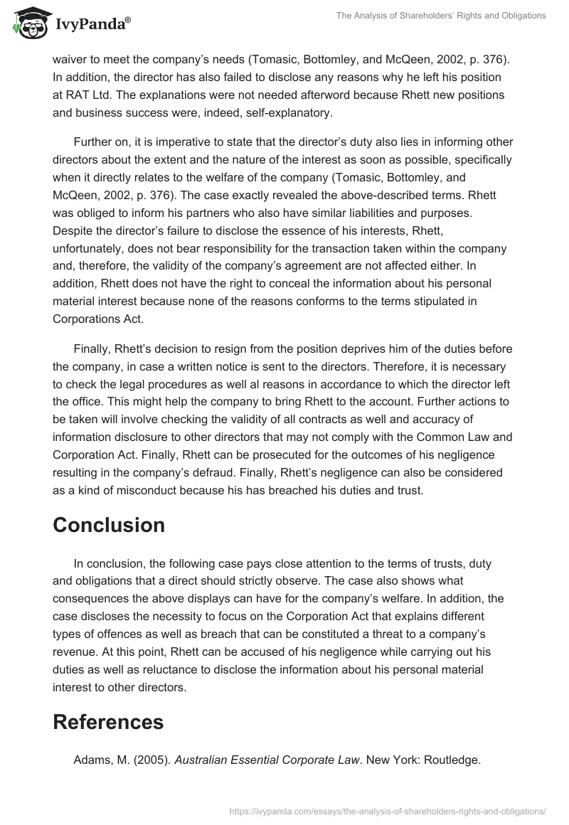 The Analysis of Shareholders’ Rights and Obligations. Page 4