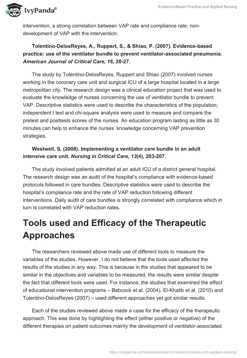Evidence-Based Practice and Applied Nursing. Page 5