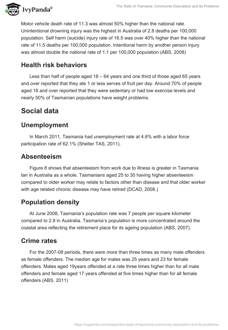 The State of Tasmania: Community Description and Its Problems. Page 4