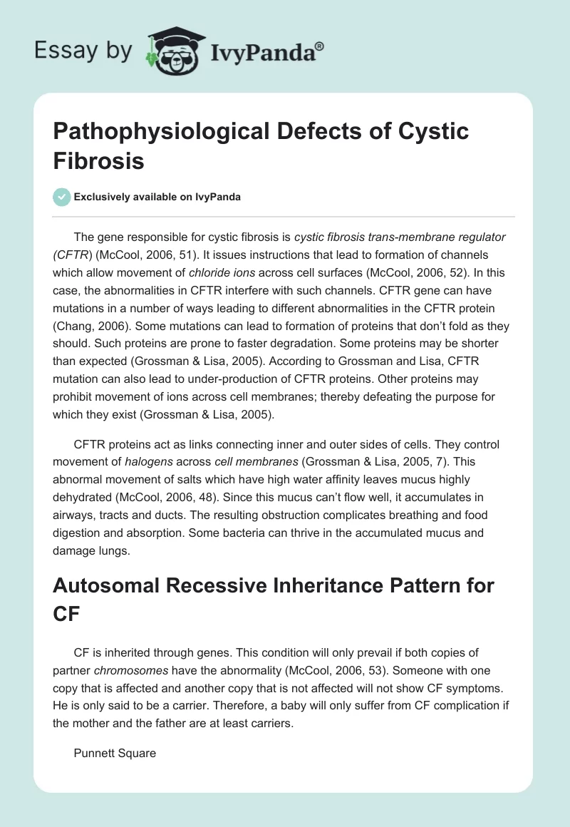 Pathophysiological Defects of Cystic Fibrosis. Page 1