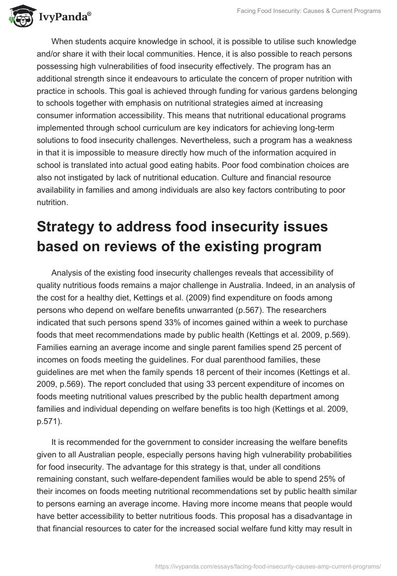 Facing Food Insecurity: Causes & Current Programs. Page 5