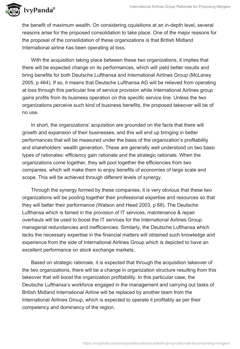 International Airlines Group Rationale for Proposing Mergers. Page 3