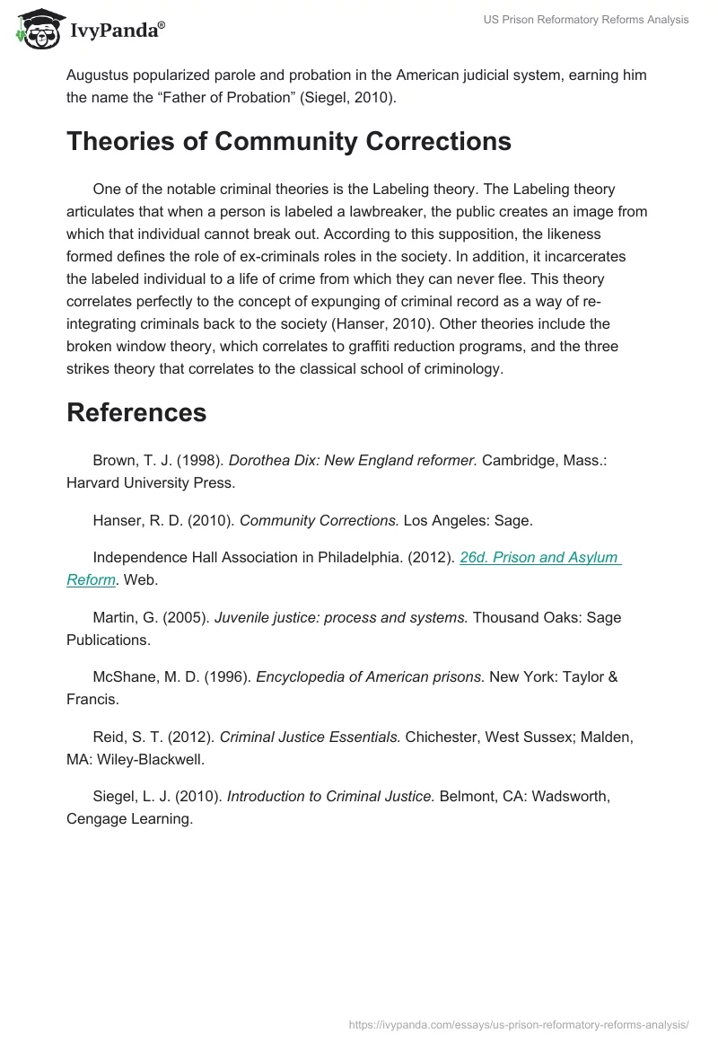 US Prison Reformatory Reforms Analysis. Page 4