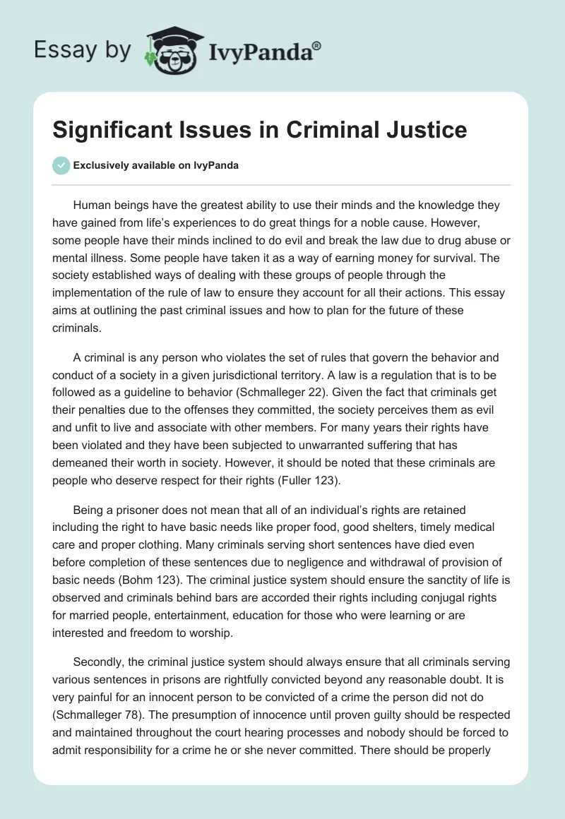 Significant Issues in Criminal Justice. Page 1