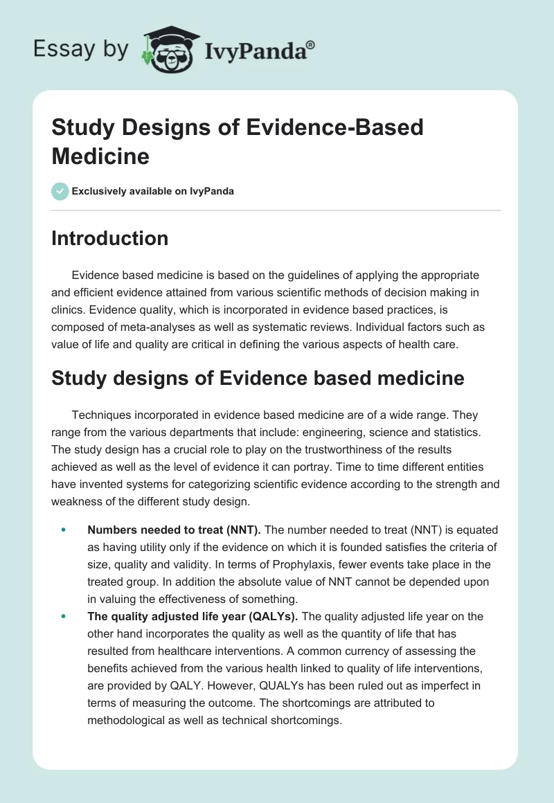 Study Designs of Evidence-Based Medicine. Page 1