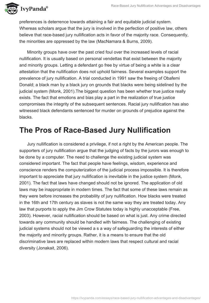 Race-Based Jury Nullification Advantages and Disadvantages. Page 2