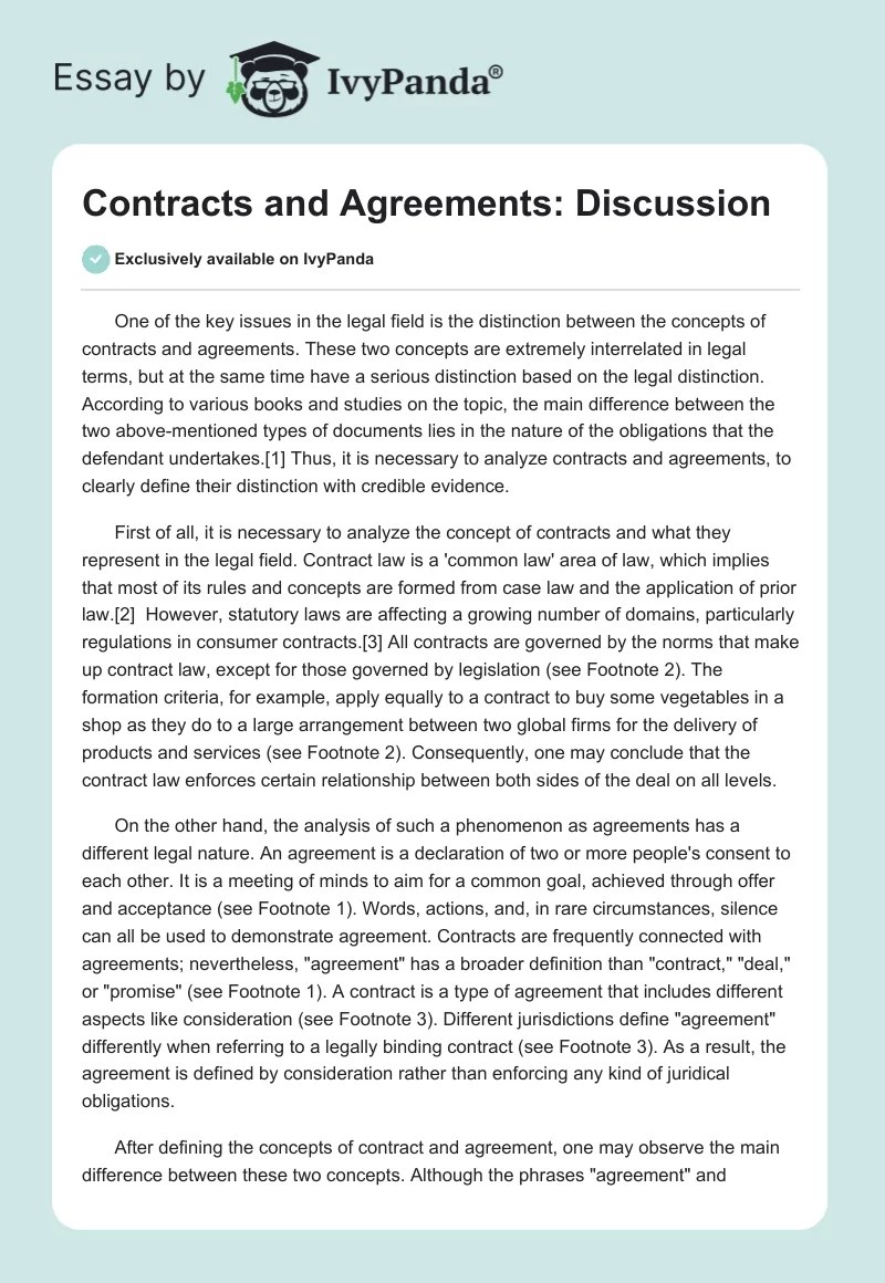 Contracts and Agreements: Discussion. Page 1