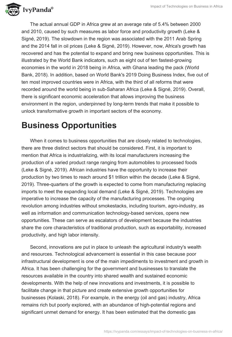 Impact of Technologies on Business in Africa. Page 2