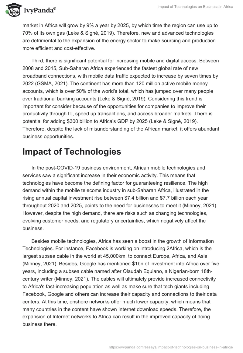 Impact of Technologies on Business in Africa. Page 3