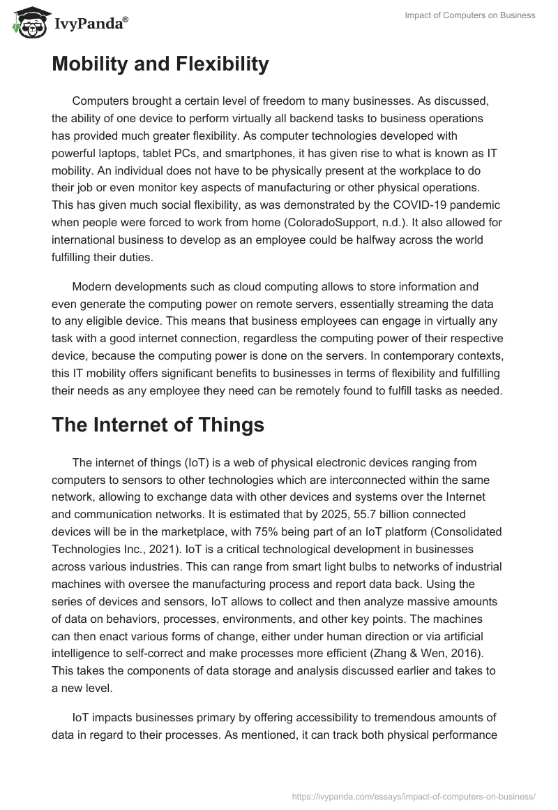 Impact of Computers on Business. Page 3