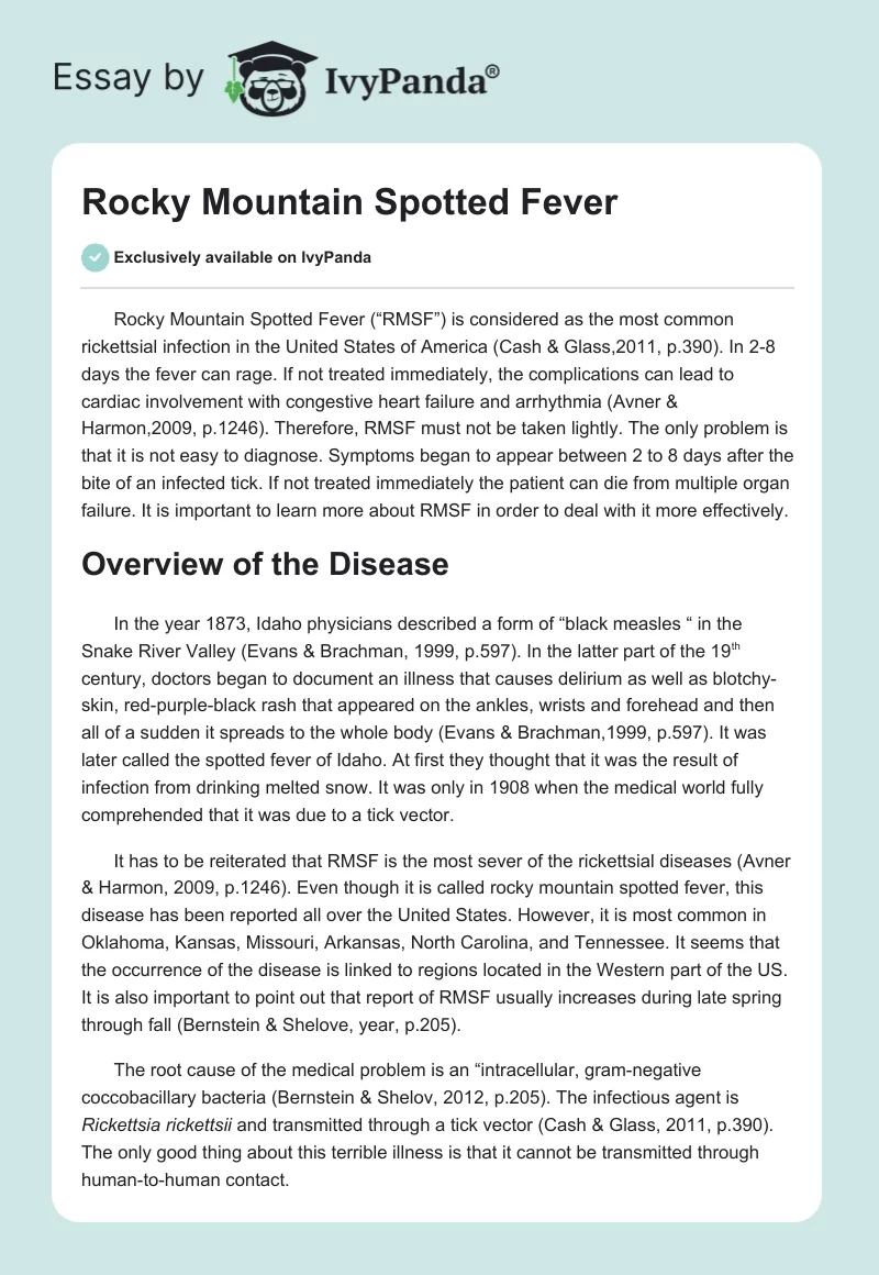 Rocky Mountain Spotted Fever. Page 1