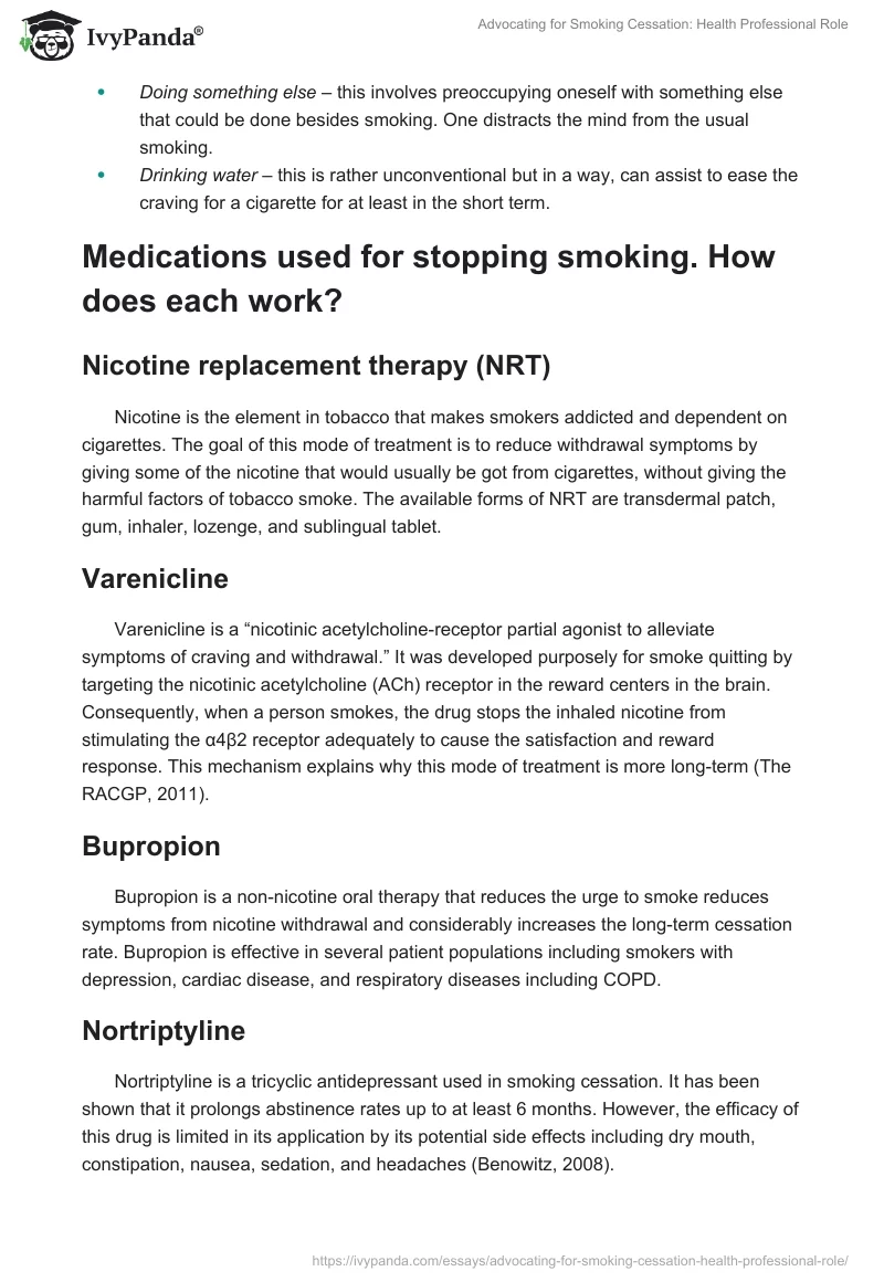 Advocating for Smoking Cessation: Health Professional Role. Page 2