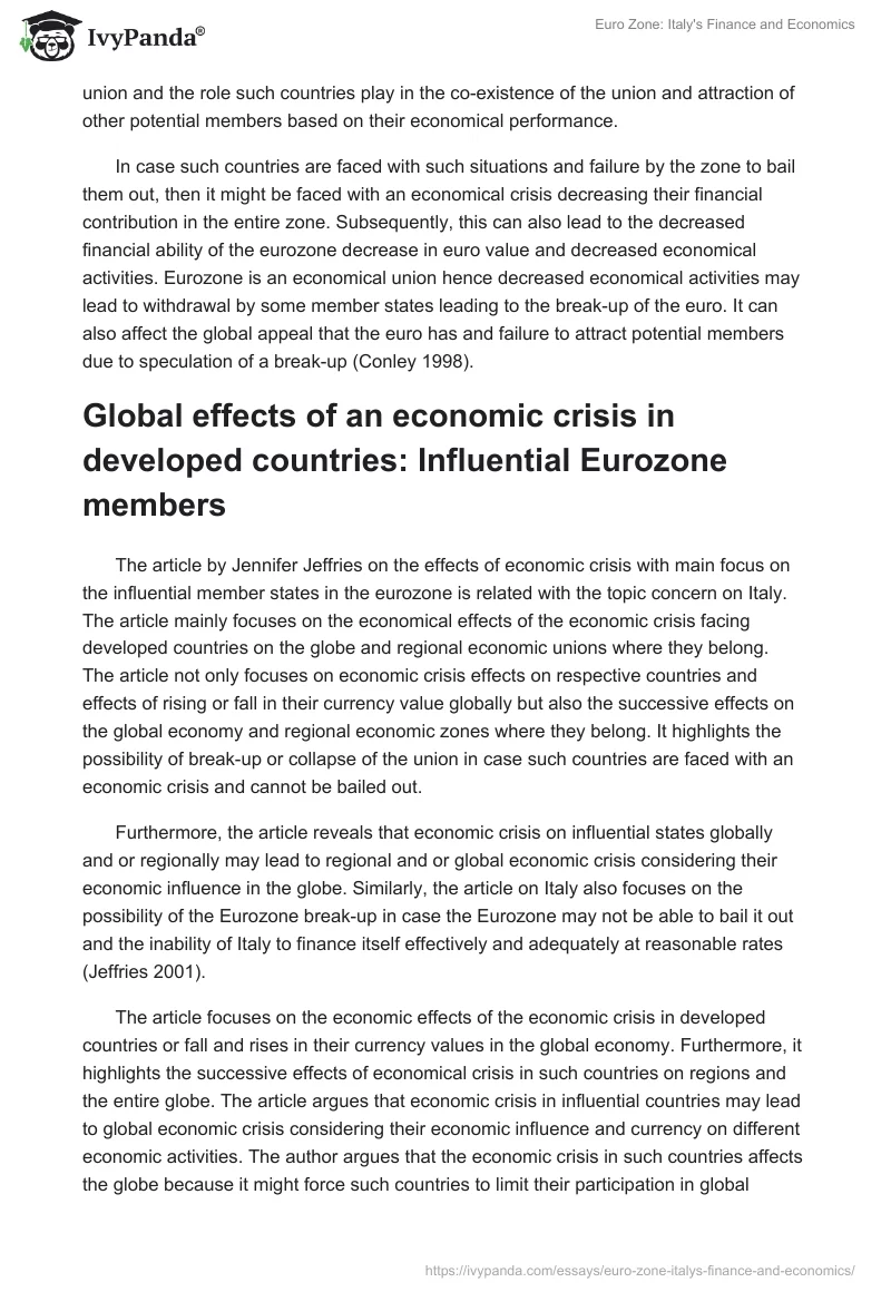 Euro Zone: Italy's Finance and Economics. Page 3