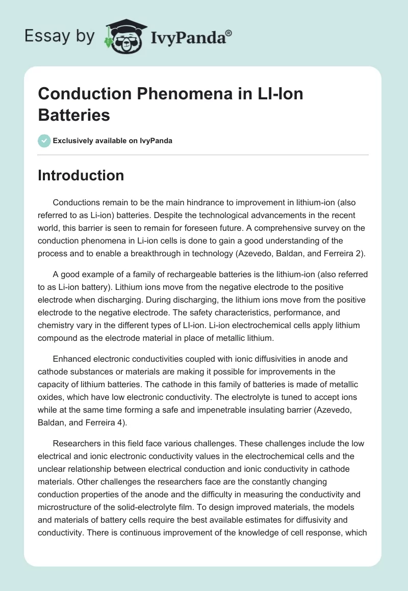 Conduction Phenomena in LI-Ion Batteries. Page 1