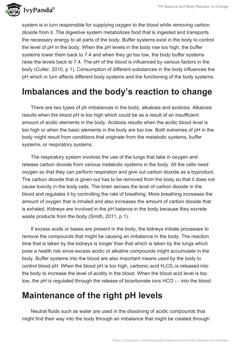 PH Balance and Body Reaction to Change. Page 2
